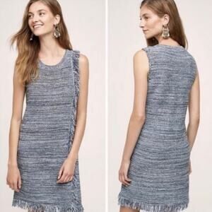 Holding Horses Anthropologie Blue Fringe Sleeveless Dress